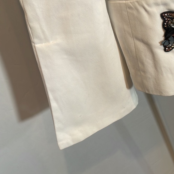 Boston Proper White Embroidered Embellished Blazer size 8 - Picture 6 of 10
